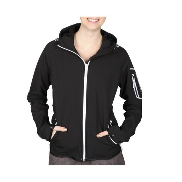 Salomon Woman's Sz XL 360 Degree Hoody II Zip Hoodie in Black w/ White Accents - Picture 1 of 12